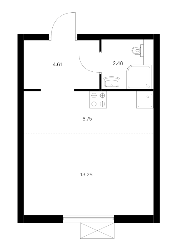 Квартира студия 27.1 м², 14/15 эт., ЖК «Заречный парк»